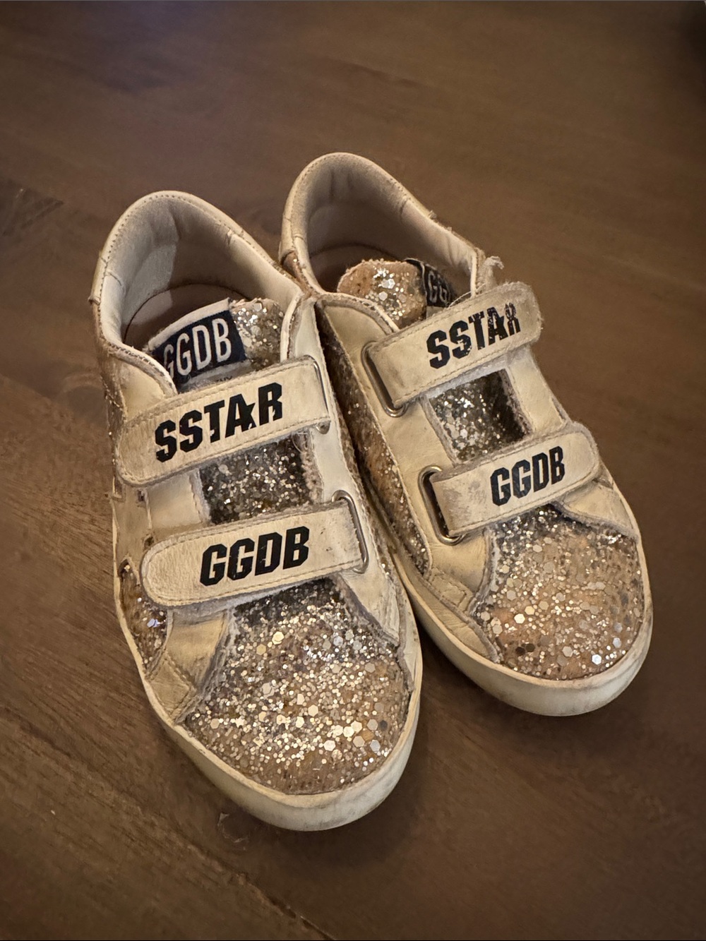 Golden Glitter Kids Sneakers -